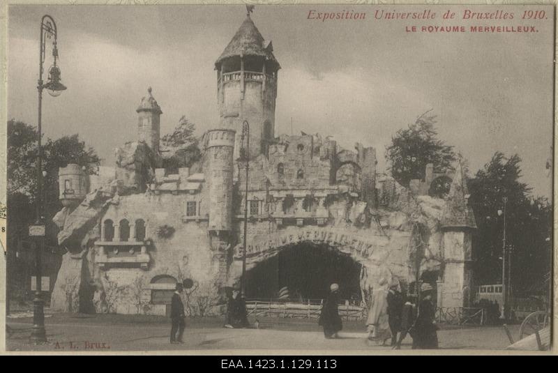 View of "the first kingdom" during the 1910th World Exhibition in Brussels, a photo postcard