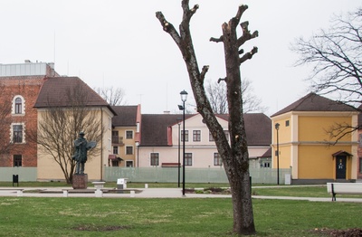 foto, Viljandi muuseum, ehitus, õu, Köleri park, 1993 rephoto