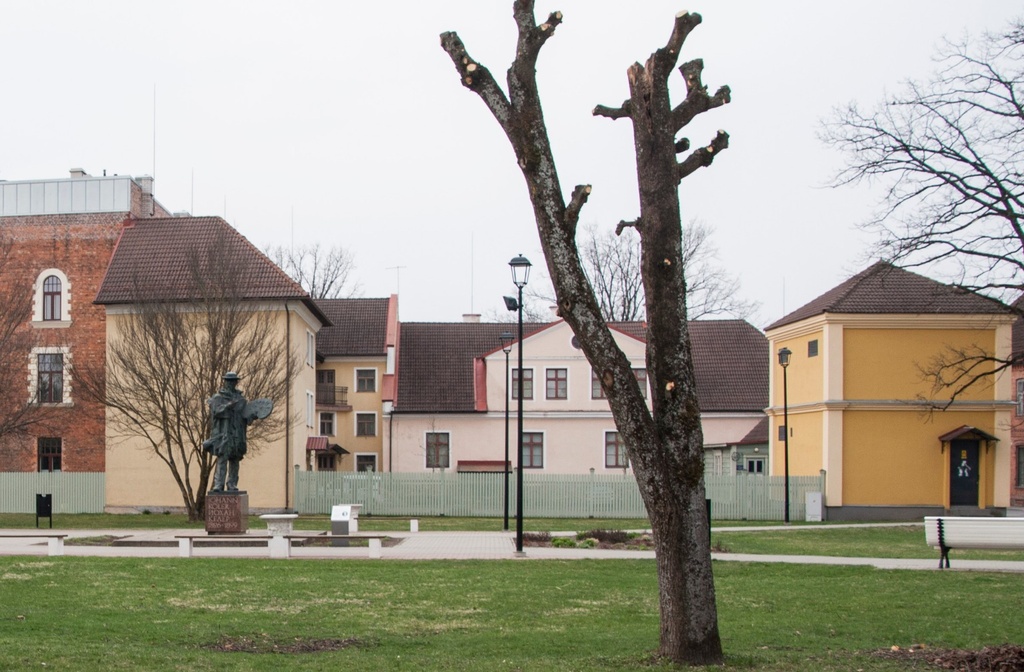 foto, Viljandi muuseum, ehitus, õu, Köleri park, 1993 rephoto