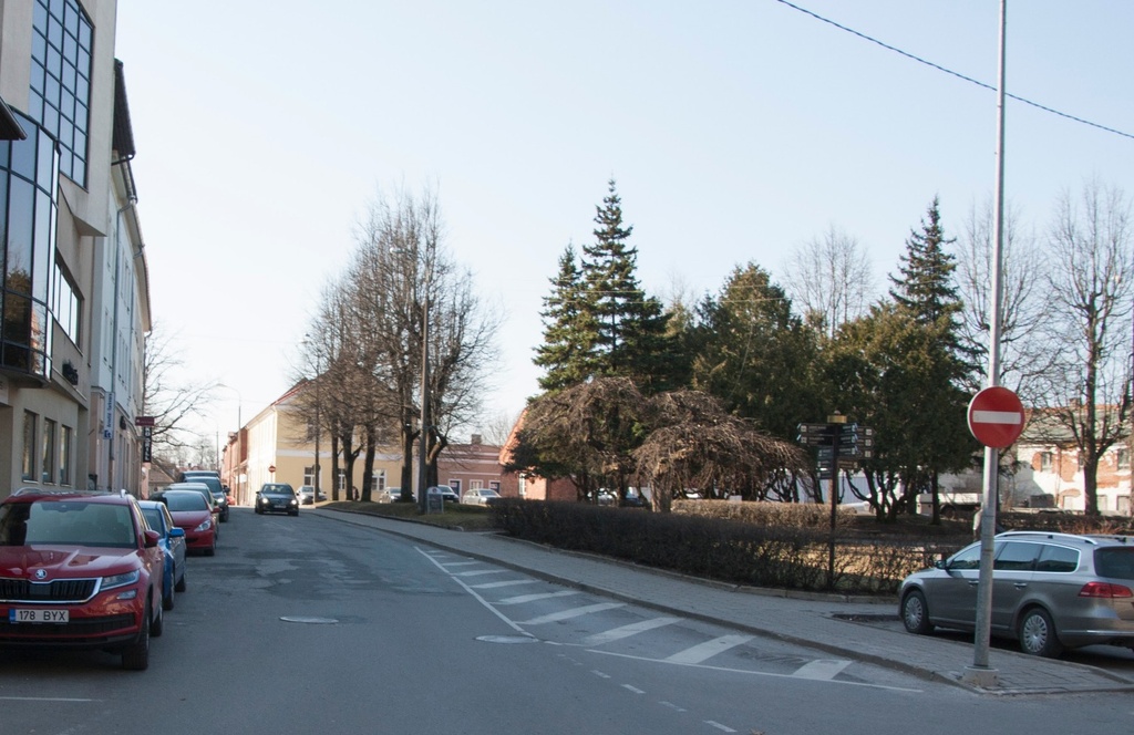 koloreeritud postkaart Viljandi Lossi tn, Tartu ja Kauba tn vahel u 1910 kirjastaja E.Ring rephoto