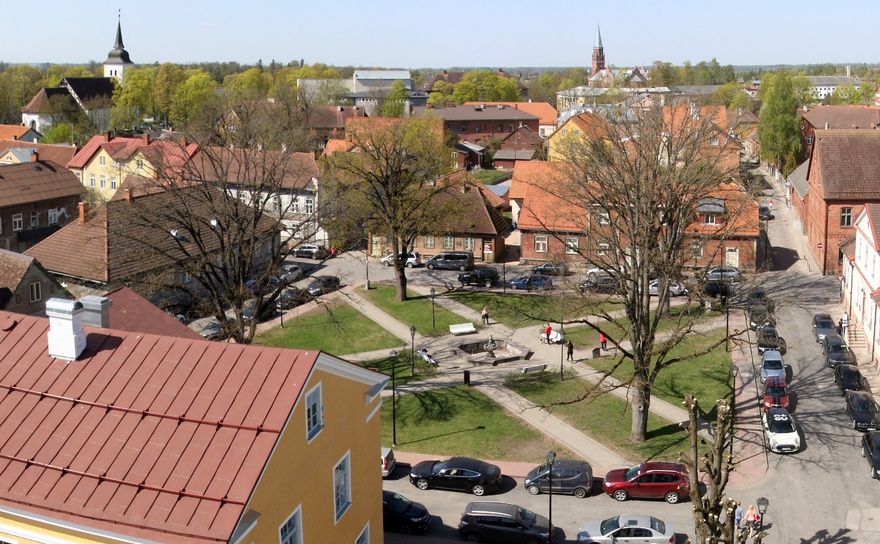 Lossi tänava vaade Viljandis, õhuvaade rephoto