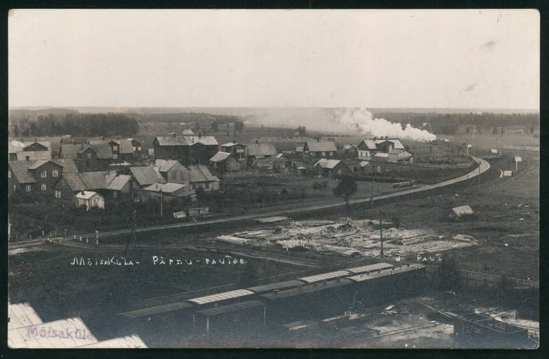 Postcard, Overview of Mõisaküla, depoo in front of the map