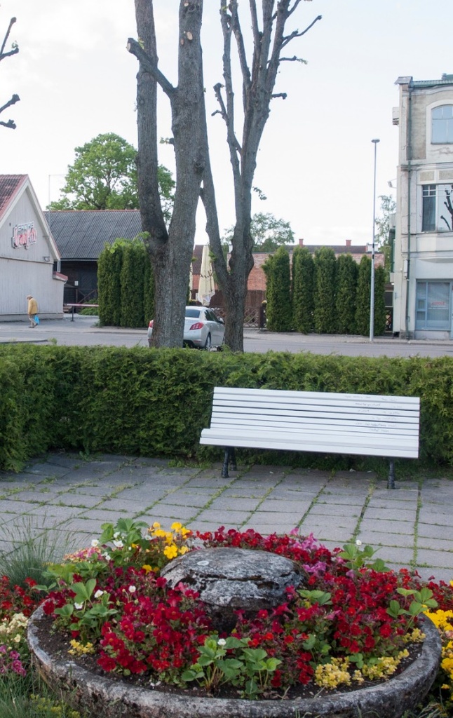 foto, Viljandi, Keskväljak, purskkaev Tüdruk tuvidega, kuju jääga kaetud, u 1960 rephoto