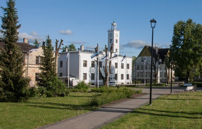 foto, Viljandi, Linnaväljak, raekoda, 1958, foto A. Kiisla rephoto