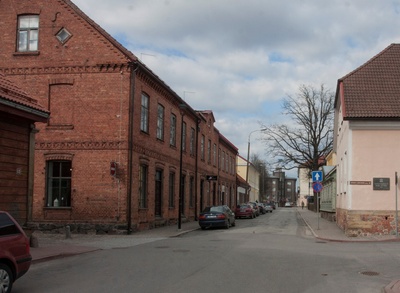 foto, Viljandi, V. Kingissepa tn (Lossi tn) Kauba ja Tartu tn vahel u 1965 rephoto