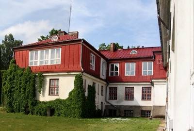 fotopostkaart, Suure-Jaani khk, Tääksi, Tillu Reinu uus koolimaja, ehituse lõpp, u 1931 foto Oskar Kivisild rephoto
