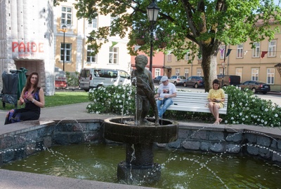 fotonegatiiv, Viljandi, Laidoneri plats, purskkaev rephoto