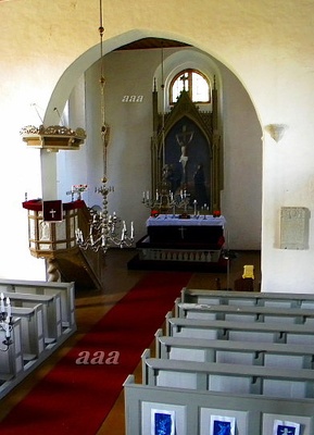Interior of the St. Martin Church of Rannu. rephoto