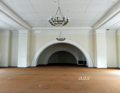 Interior view of the University of Tartu Church. rephoto