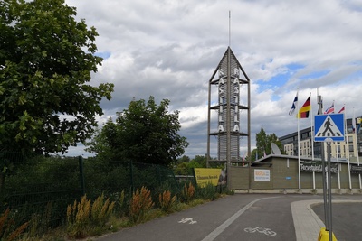 Kesäinen Rastilan leirintäalue. Oikealla vastaanottorakennus. rephoto