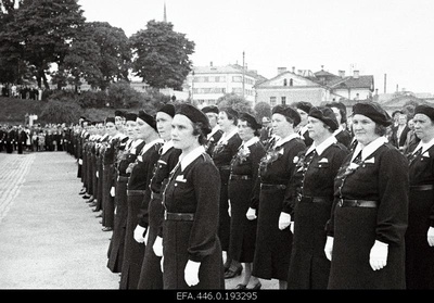 Women's fighters on the 77th anniversary parade of the Tallinn Voluntary Fire Fire Association in the New Market.  similar photo