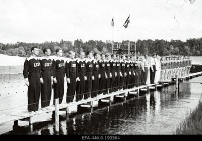 Estonian-Latvian land competition in the swimming pool of Kalev on the river Pirita; Estonian team.  similar photo