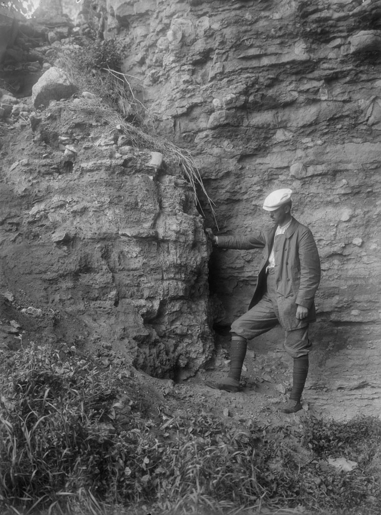 At the mouth of the Cave of Stora Förvar with Stone Age settlement, Stora Karlsö, Gotland, Sweden