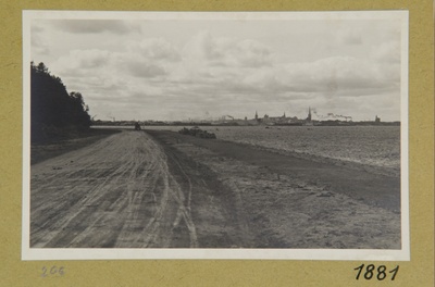 View of Tallinn's panoramics, the road and the sea at the forefront.  duplicate photo