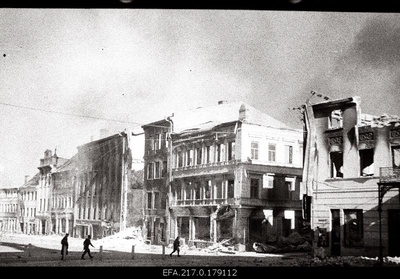 Burned and broken houses near the Barclay de Tolly square.  similar photo