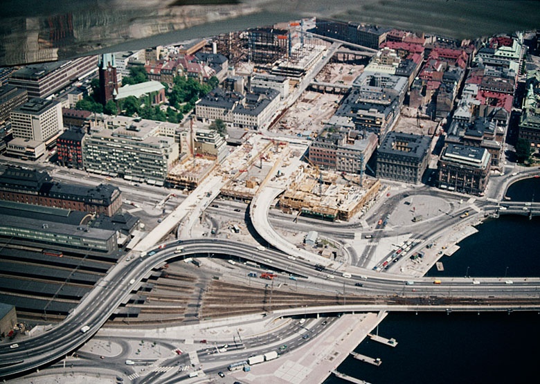 Stockholms innerstad - Tegelbacken, Stockholms Centralstation och Söderkopplet. Stockholm City. Rivningar.