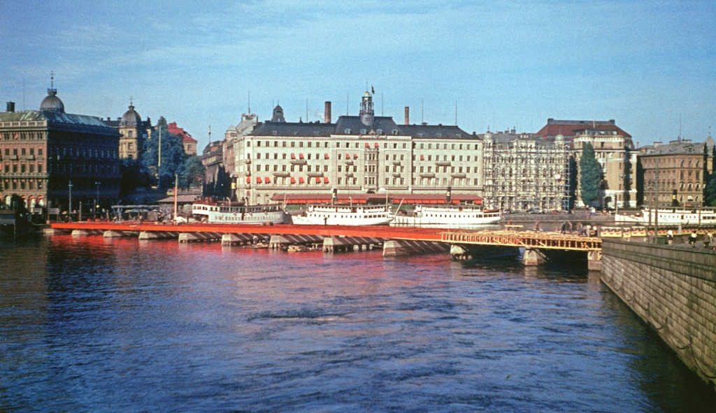 Strömbron 1946 - Strömbron i Stockholm under uppförande