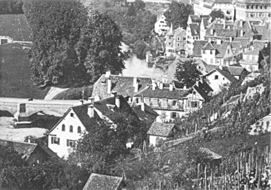 Sinner-Tübingen-Hölderlin tower reconstruction after the fire 1876 - long