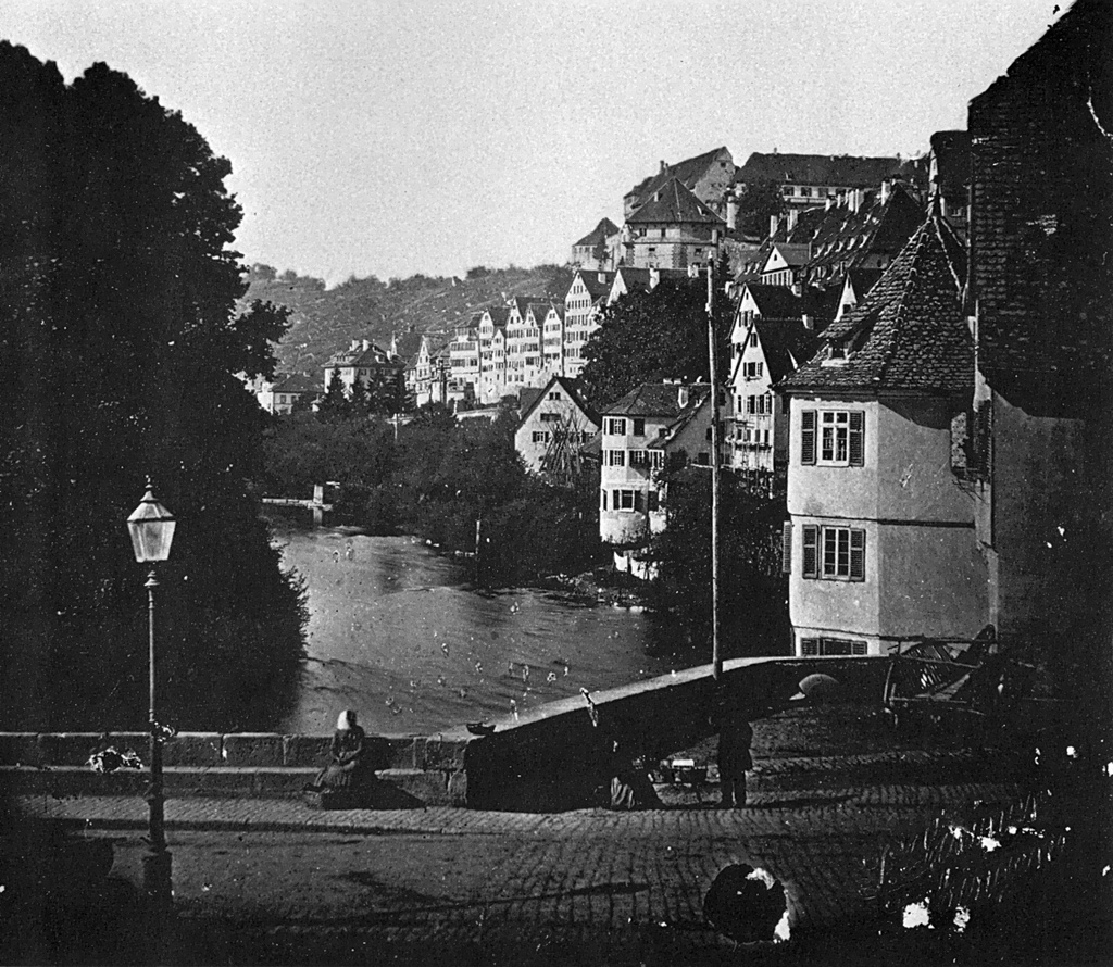 Neccarparty with Hölderlin tower before the fire in 1875 - long