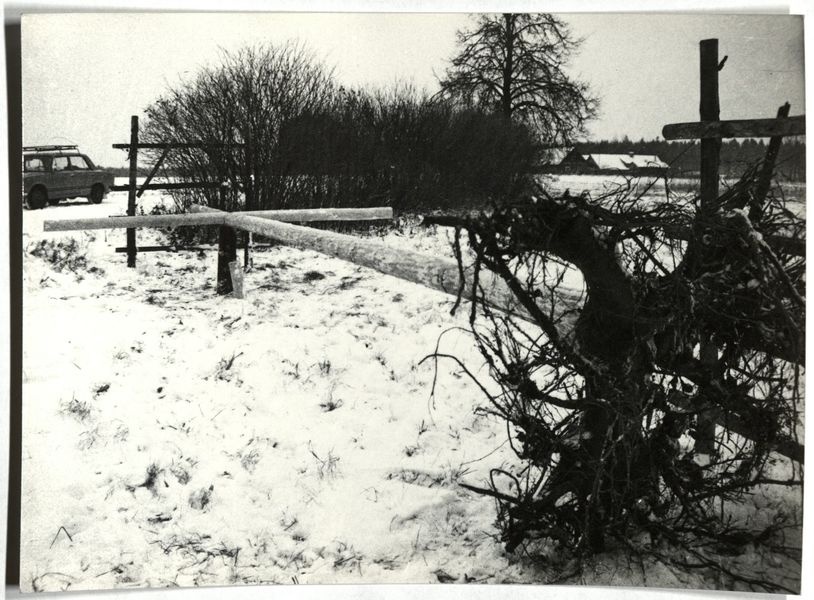 Down on the cross in snow