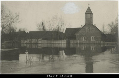 Expedition flooded to Piirissaare in spring 1924, Lutheran Church in the village of Piir  duplicate photo