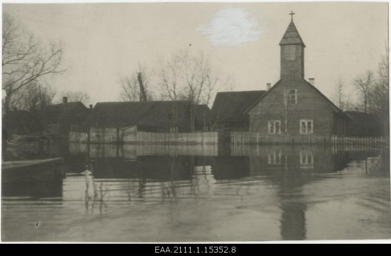 Expedition flooded to Piirissaare in spring 1924, Lutheran Church in the village of Piir