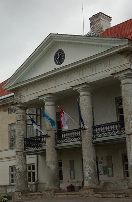 Photo. Lihula manor building 1993. Black and white. rephoto