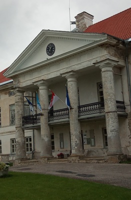 Photo. Lihula manor building 1993. Black and white. rephoto