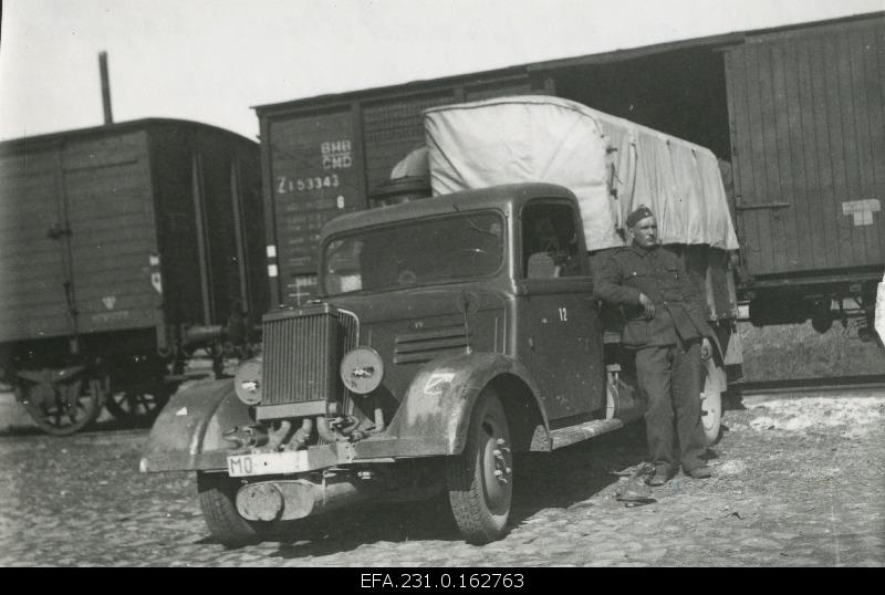 German occupation in Estonia. Loading of metal from the metal collection point to the wagon at Tartu Station.