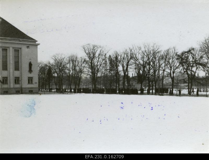 German occupation in Estonia. 25th Anniversary of the Republic of Estonia at the Kalevipoja Memorial Pillar.