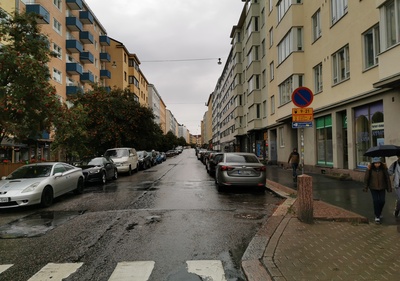 Vaasankatu 20, 18, 16, 14, 29, 27, 25,  kuvattu Fleminginkadulta. rephoto