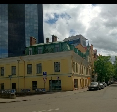 Old building of the municipality in Tallinn rephoto