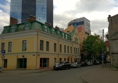 View of the County Chrome Factory at the corner of Maakri and Pääsukese Street rephoto