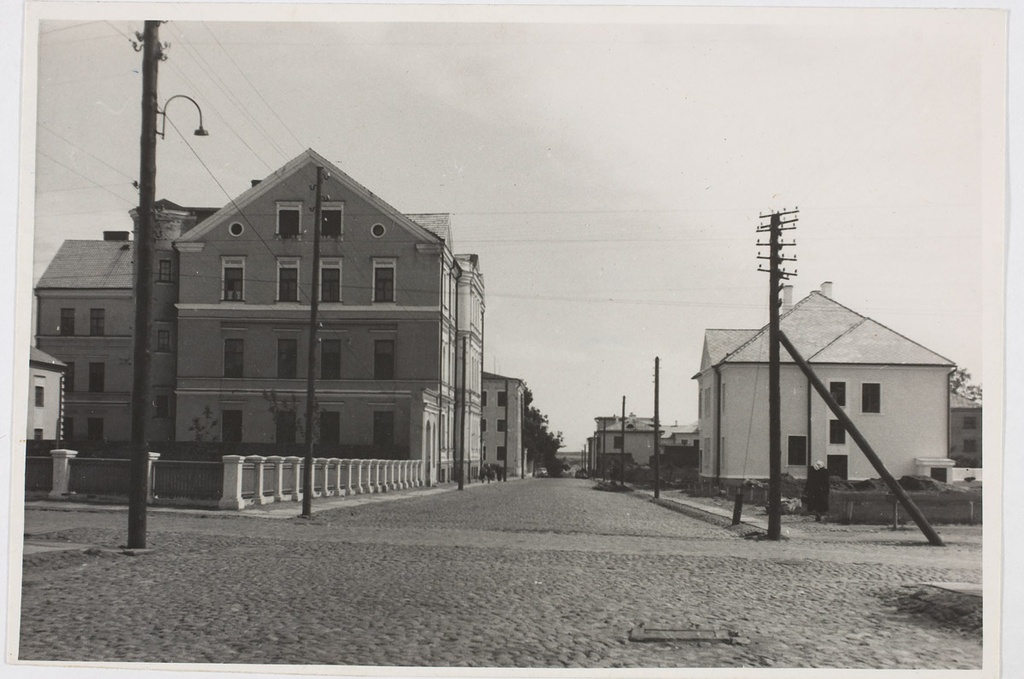 View R. Pälson Street from the Garden Tn. Along the river, the houses restored on the front. Tartu
