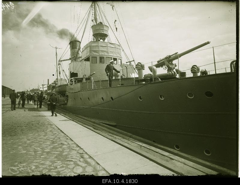 Latvian ship at the port of Virsaitis.