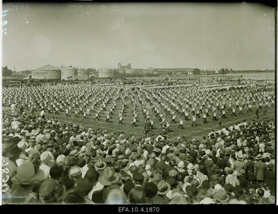 Performance of the contestants on the stadium.  similar photo