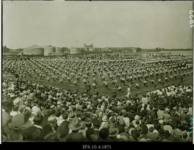 Performance of the contestants on the stadium.  similar photo