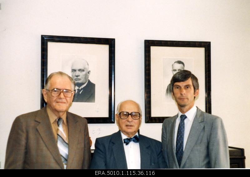 Ernst Jaakson, Arvo Horm and Aarand Roos at the Estonian Chief Consulate in New York. Pictured during Arvo Horm's visit to New York on 17-21.09.1985