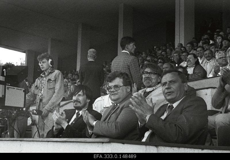 The 50th anniversary of the first meeting of Estonian and Latvian Football National Assembly at the Kadrioru Stadium will be observed (more) by the Estonian Minister of Interior Olev Laanjärv, the Chairman of the Estonian Government Edgar Savisaar and Mati Hint, member of the Estonian National Council.