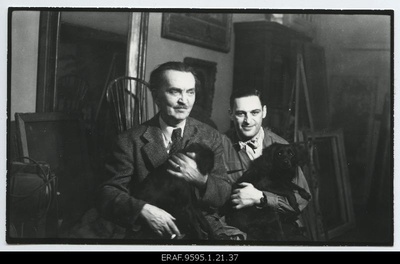 George Sepp and his dear with dogs  duplicate photo