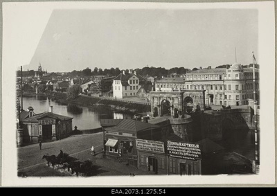 View of Kivisilla and Kalda Street in Tartu, right hotel Bellevue, orders at Hugo Treffner School Building  duplicate photo