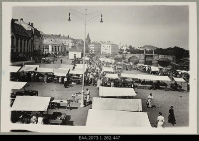 View of the Tartu market building to the population amount in the Söögimarket, on the left sprinkler house building, at the taamal Kivisild  similar photo