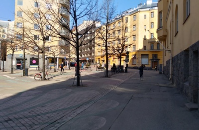 Sörnäisten metroaseman rakentamista Vaasanpuistikossa. rephoto
