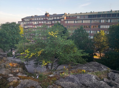 Panoraama Vilhonvuorelta (nykyinen Katri Valan puisto) etelään rephoto