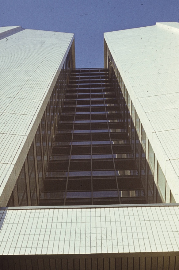 Hotel Viru, view up to the high block. Architects Henno Sepmann, Mart Port