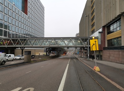 Pasilan asema ja kävelysilta Ratapihantien yli. rephoto