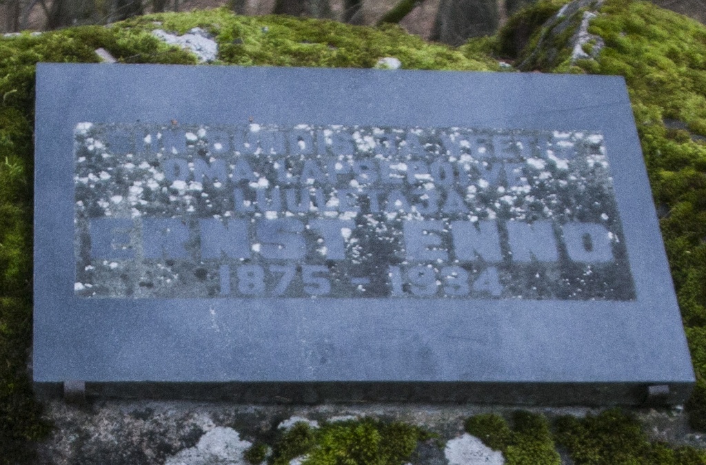 Memorial stone at Ernst Enno's birthplace Valgutas rephoto