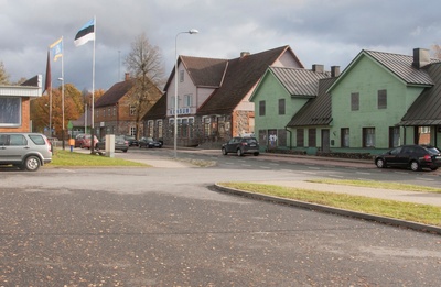 foto, Viljandimaa, Kolga-Jaani, üldvaade, keskel meierei, u 1930 rephoto