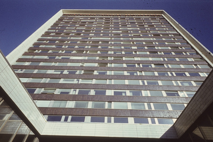 Hotel Viru, view up to the high block. Architects Henno Sepmann, Mart Port