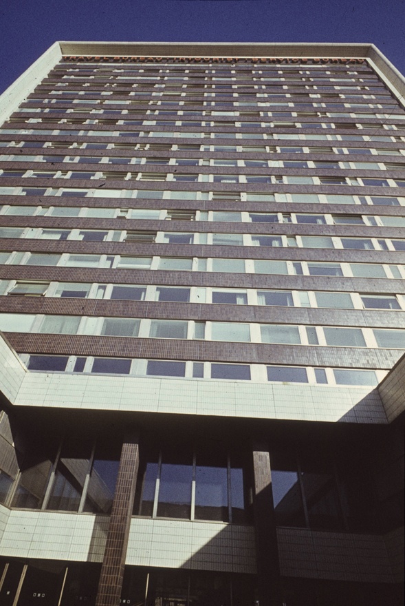 Hotel Viru, view up to the high block. Architects Henno Sepmann, Mart Port